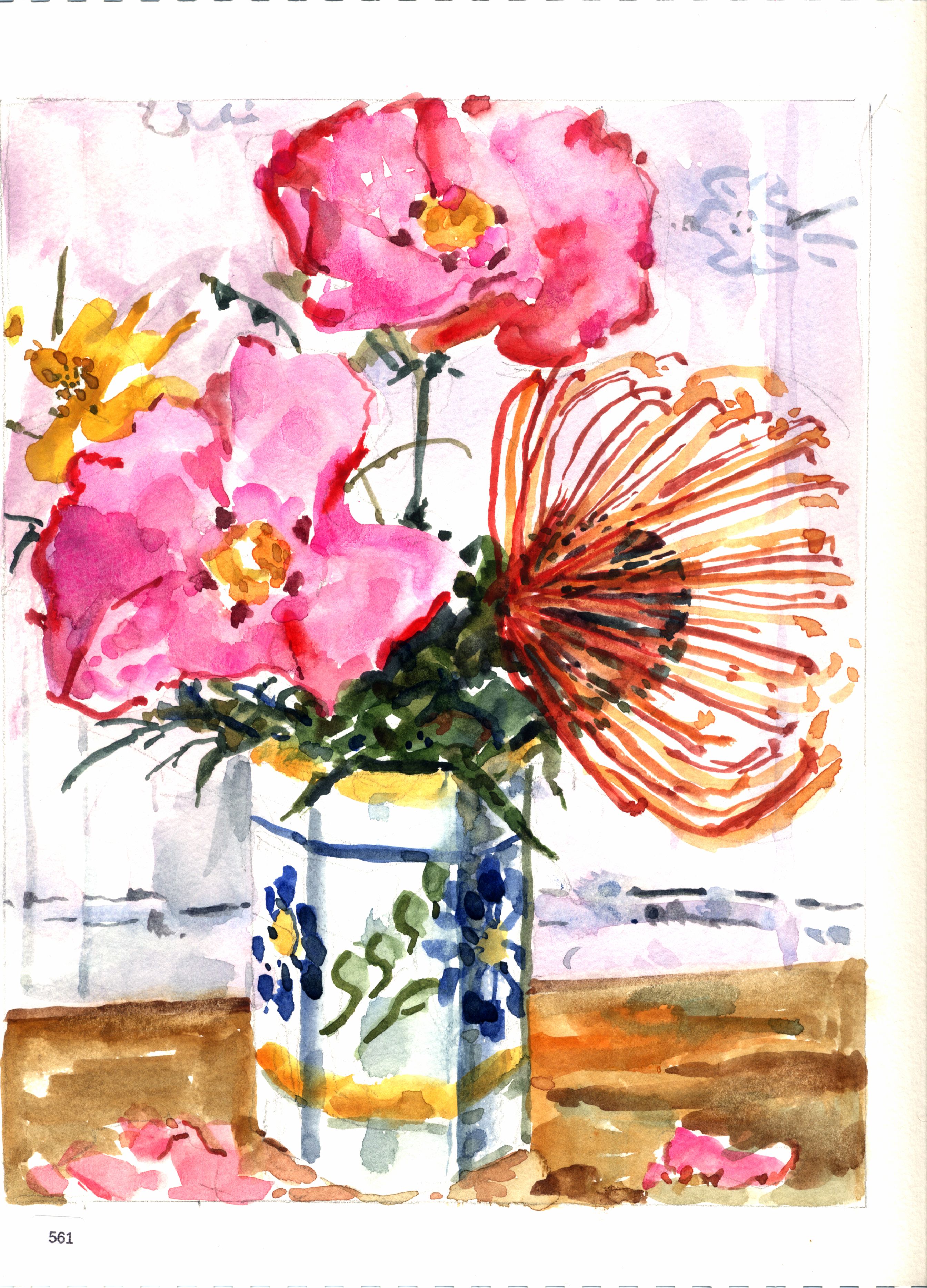 Floral still life in decorative vase