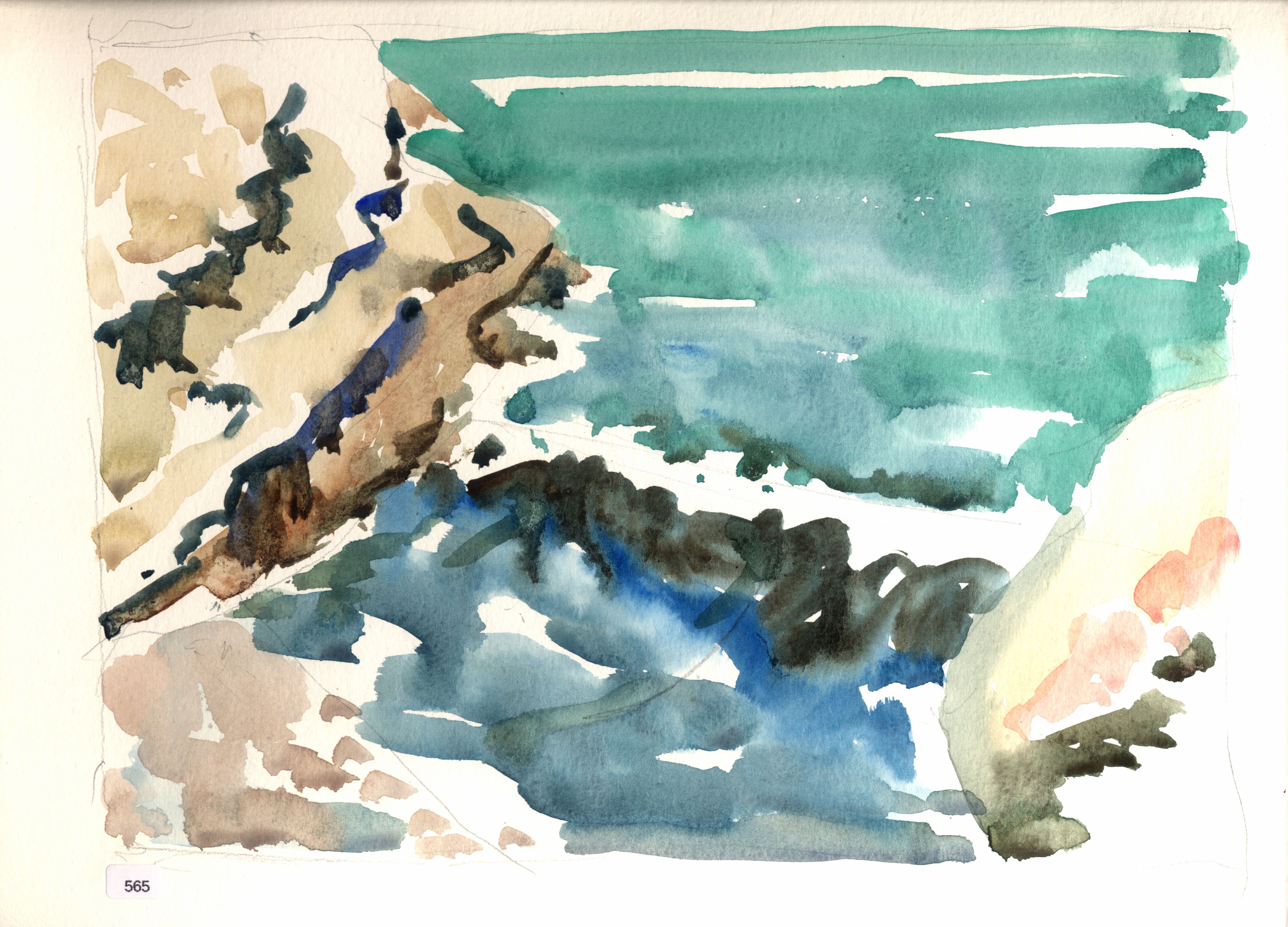 Abstract waterside study or shoreline sketch