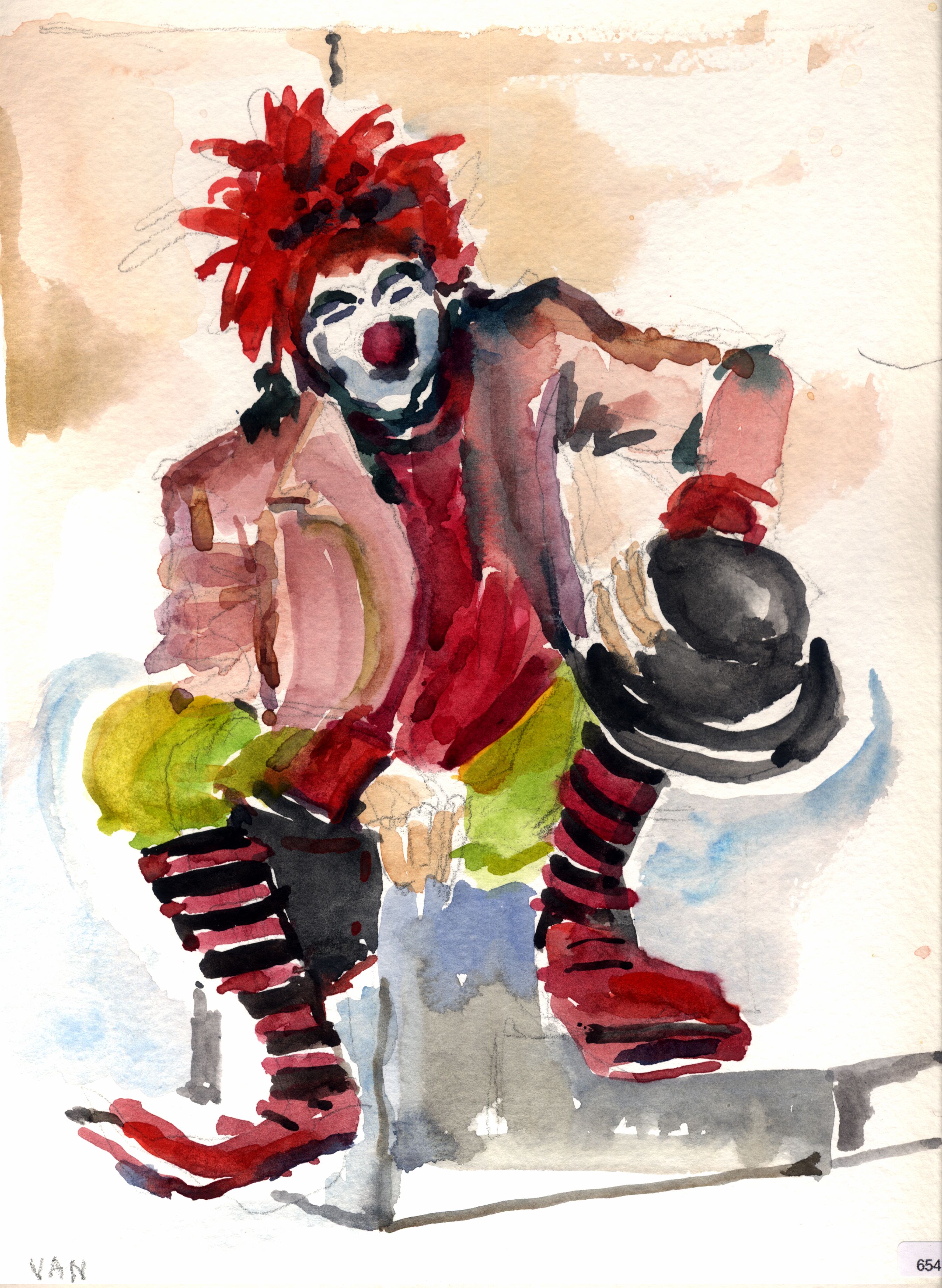 Seated clown / performer