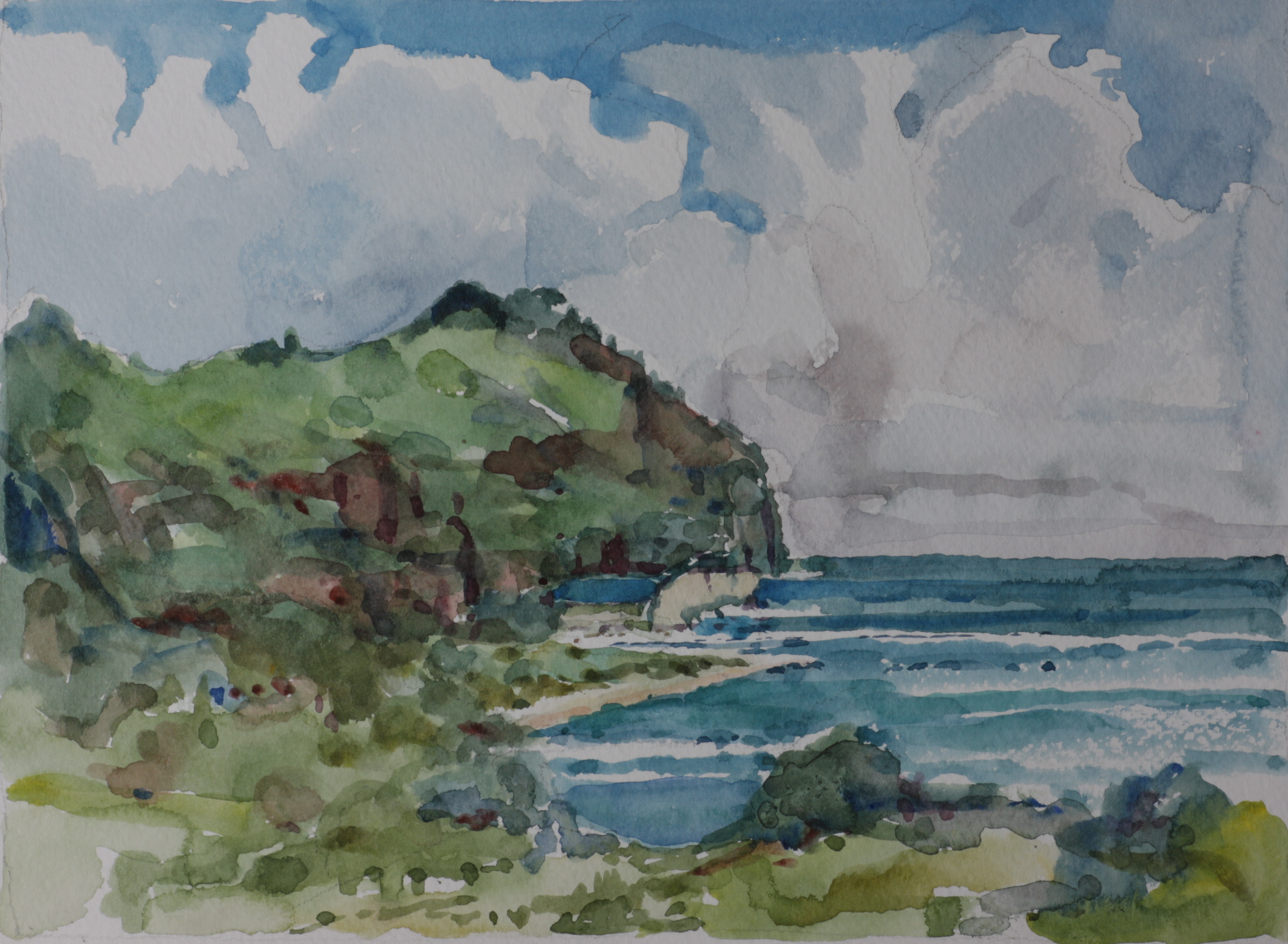 Steep coast, green