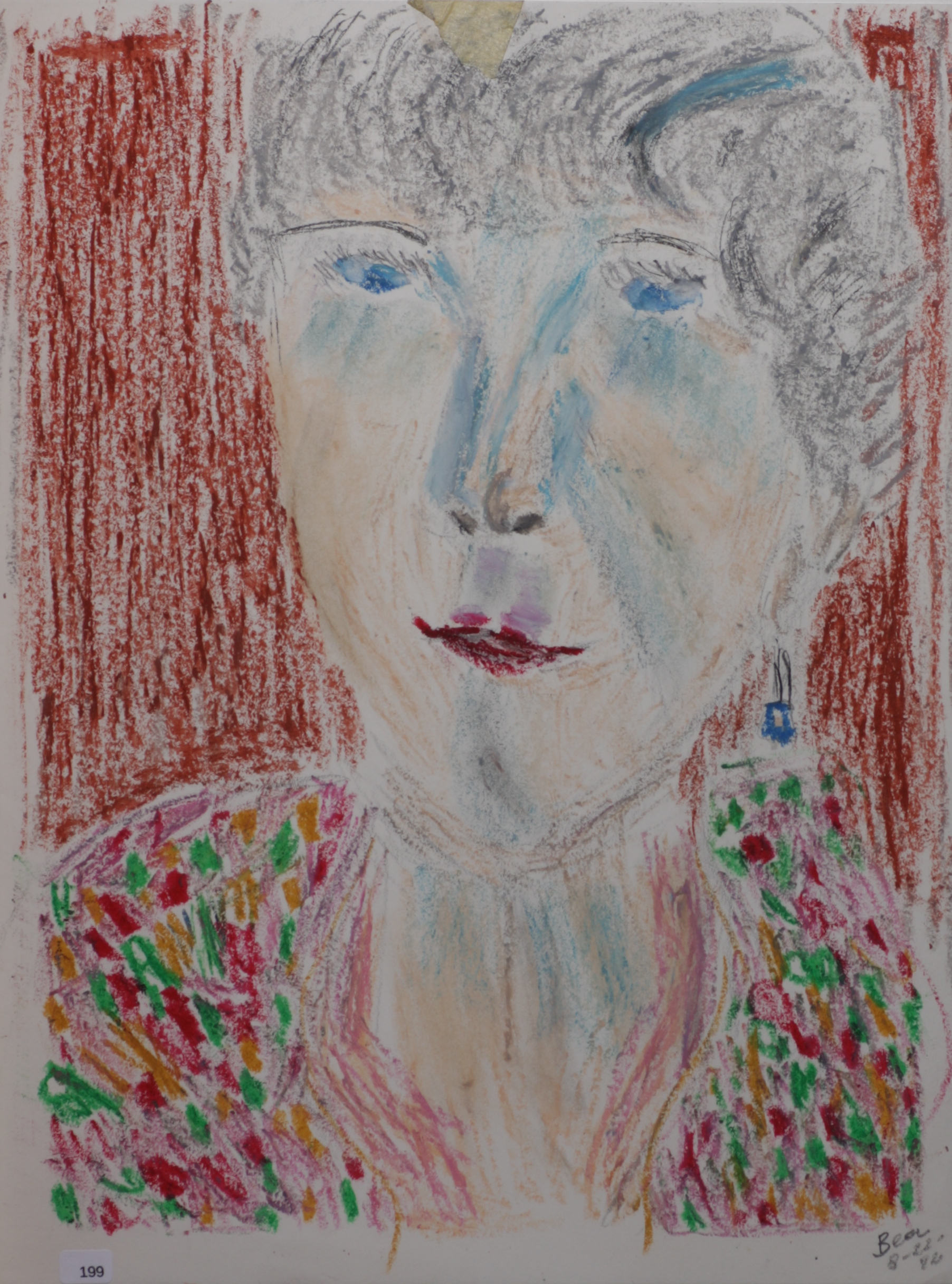 Portrait of woman. Pastel. Signed by Bea?
