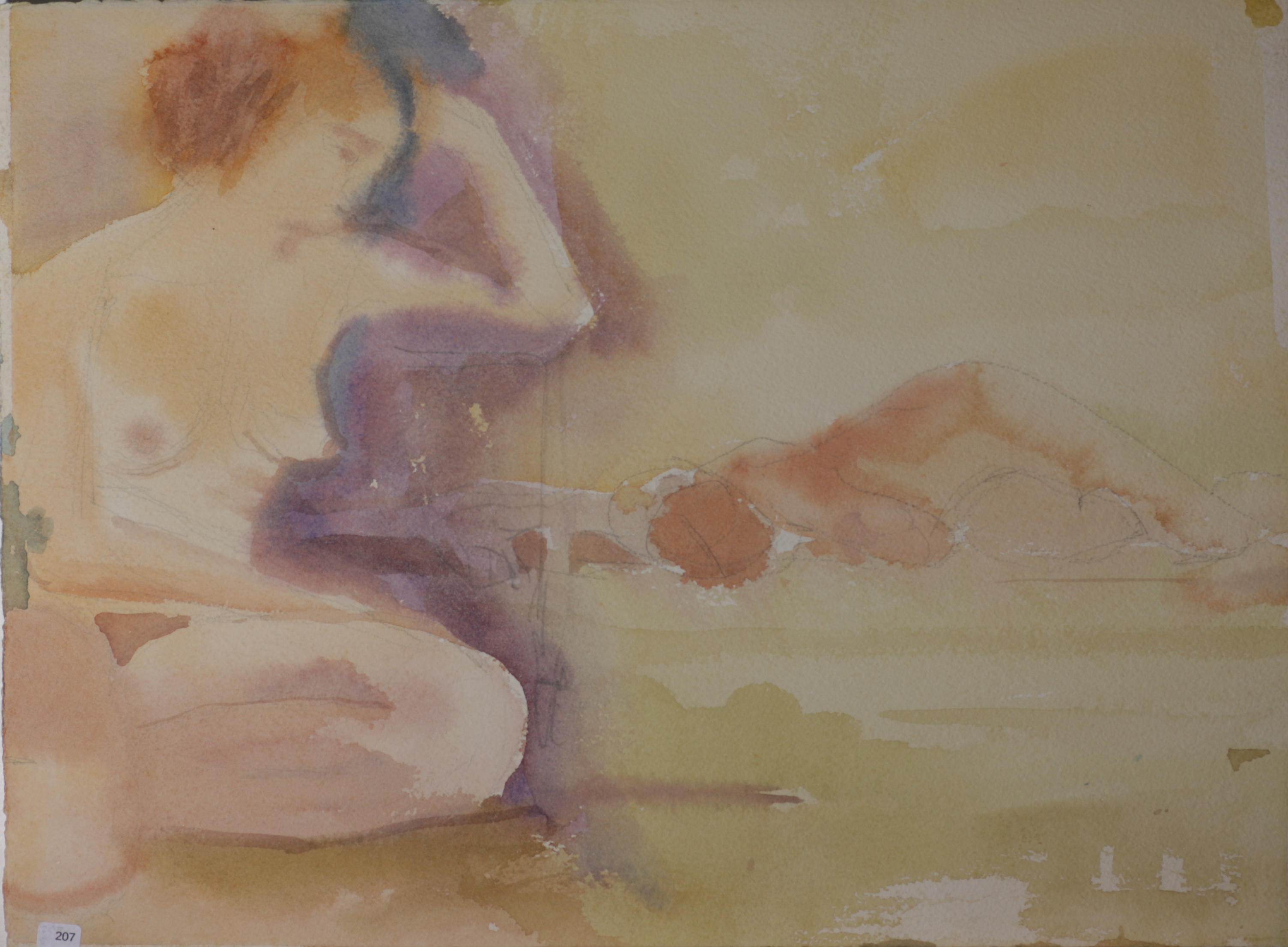 Nude woman, kneeling, mountain