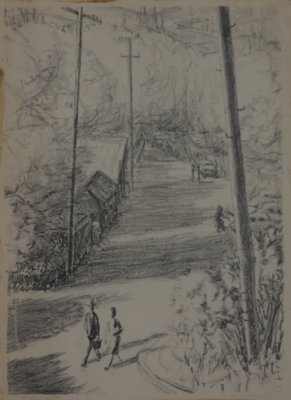 People walking. Lithograph?