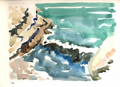 Abstract waterside study or shoreline sketch