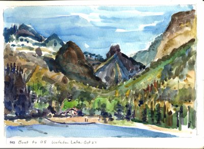 Boat to US Waterton Lake