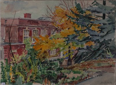 Medford, MA Old school bldg, Fall colors.
