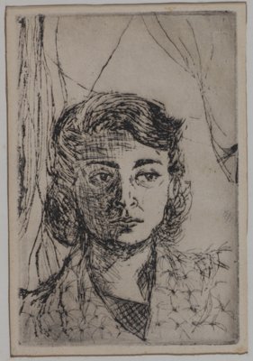 Etching of woman’s face