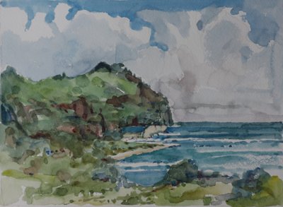 Steep coast, green