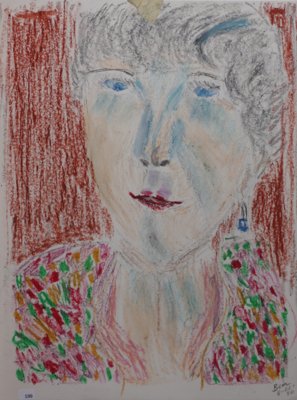 Portrait of woman. Pastel. Signed by Bea?