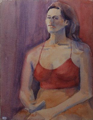 Woman with long hair, thin shoulder straps