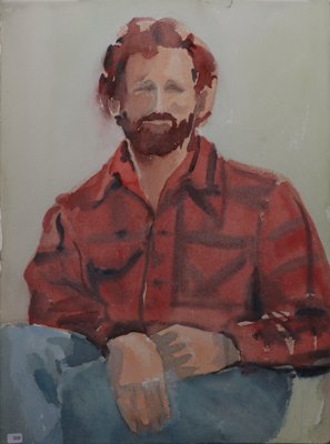 Man, bearded, wearing red plaid shirt