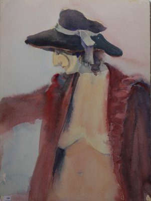 Woman in hat and red robe