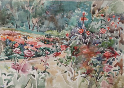 Rose garden, Older painting, unknown date